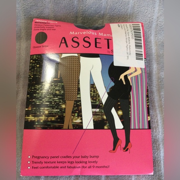 ASSETS by SPANX Maternity Textured Striped Black Tights - Picture 1 of 6